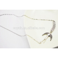 Exquisite 316l stainless steel swallow with crystal swallow pendant necklace